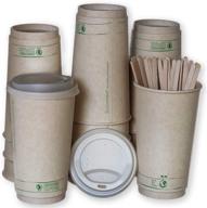 🌿 environmentally-friendly disposable compostable coffee cups with cpla lids, stirrers, and sleeves - 50 pack, 20 ounce logo