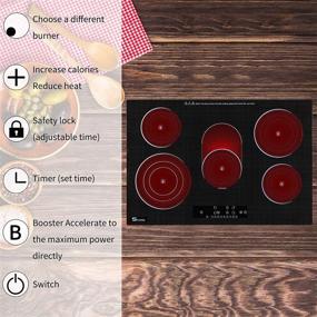 img 3 attached to 🔥 STULENG 30 Inch Electric Cooktop: 5 Burner Stove Top with Radiant Glass, Sensor Touch Control, and Timer