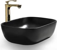 💫 boho-chic black ceramic vessel sink combo: boomhoze lavatory vanity porcelain art basin with luxurious golden vessel sink faucet logo