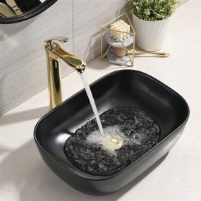 img 3 attached to 💫 Boho-Chic Black Ceramic Vessel Sink Combo: BoomHoze Lavatory Vanity Porcelain Art Basin with Luxurious Golden Vessel Sink Faucet