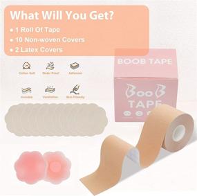 img 1 attached to 👙 Breathable Boob Tape Lift & Nipple Cover Set - 10 Pieces, Petal Backless, Athletic Tape for A-E Cup (Large, Beige) - Enhanced SEO