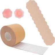 👙 breathable boob tape lift & nipple cover set - 10 pieces, petal backless, athletic tape for a-e cup (large, beige) - enhanced seo логотип