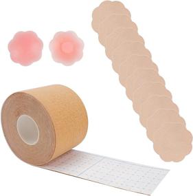 img 4 attached to 👙 Breathable Boob Tape Lift & Nipple Cover Set - 10 Pieces, Petal Backless, Athletic Tape for A-E Cup (Large, Beige) - Enhanced SEO