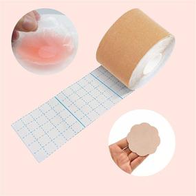 img 2 attached to 👙 Breathable Boob Tape Lift & Nipple Cover Set - 10 Pieces, Petal Backless, Athletic Tape for A-E Cup (Large, Beige) - Enhanced SEO