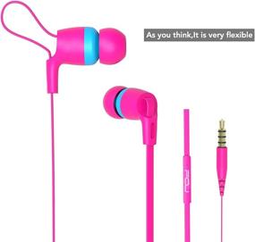 img 3 attached to 🎧 High-Definition Earbuds with Mic & Noise Isolation - Enhanced Bass, Flat Cable - iOS/Android (Rose Red/Blue)