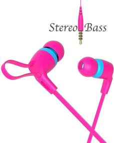 img 2 attached to 🎧 High-Definition Earbuds with Mic & Noise Isolation - Enhanced Bass, Flat Cable - iOS/Android (Rose Red/Blue)