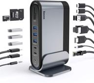 💻 baseus 17 in 1 usb c docking station - triple display, 4k hdmi, audio, ethernet, 100w pd, sd/tf card reader, 5 usb ports - compatible with windows, mac, laptops logo