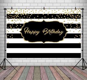 img 3 attached to Glittery Golden Dots on Elegant Black and White Striped Background: 9x6ft Happy Birthday Backdrop for Adult Party – Perfect Bady Decorations, Photo Booth Props, Table Cake & Supplies