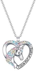 img 2 attached to Unicorn Necklace Gifts for Girls: Rainbow Inspirational Heart Pendant Jewelry - Perfect Birthday & Christmas Gift for Women