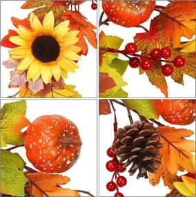 img 2 attached to 🍁 6.2 Ft Fall Leaf Garland - Autumn Decor with Faux Fall Leaves, Artificial Berries, Sunflower, Pumpkin - Perfect Decoration for Wedding, Party, Halloween, Thanksgiving, Fireplace, Door Frame