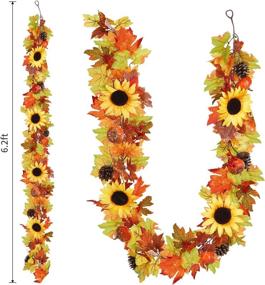 img 1 attached to 🍁 6.2 Ft Fall Leaf Garland - Autumn Decor with Faux Fall Leaves, Artificial Berries, Sunflower, Pumpkin - Perfect Decoration for Wedding, Party, Halloween, Thanksgiving, Fireplace, Door Frame