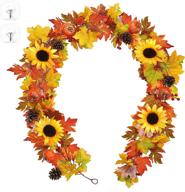 🍁 6.2 ft fall leaf garland - autumn decor with faux fall leaves, artificial berries, sunflower, pumpkin - perfect decoration for wedding, party, halloween, thanksgiving, fireplace, door frame logo