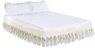 🛏️ enhance your bed with rongkim lace trimmed elastic bed wrap in ivory - queen size logo