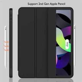 img 1 attached to 📱 iMieet iPad Air 4th Gen Case 2020 - Pencil Holder, Touch ID, Trifold Stand, Soft TPU Back (Black)