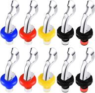 🍷 set of 10 expanding silicone wine stoppers - manual beverage bottle plug for long-lasting reusability, leakproof design, and airtight seal cork logo