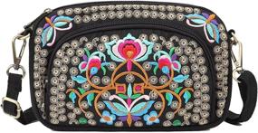 img 4 attached to 👜 Women's Vintage Embroidery Canvas Crossbody Wallet for Handbags & Wallets