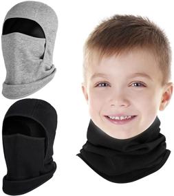 img 4 attached to 🧣 Stay Warm with 2 Pack Kids Balaclava Face Masks - Perfect Cold Weather Hat Ski Mask for Boys and Girls! Ideal Windproof Face Warmer for Skiing and Cycling