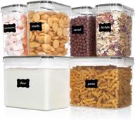 📦 vtopmart airtight food storage containers 6 pieces - bpa-free kitchen pantry containers for sugar, flour, and baking supplies - dishwasher safe - includes 24 labels, black логотип