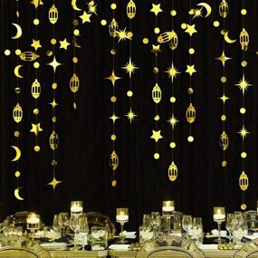 img 4 attached to Elegant Gold Eid Mubarak Ramadan Streamer Decorations: Star Moon Circle Dot Crescent Lamp Garland Backdrop Banner for Home Décor, Happy Ramadan Lesser Bairam Islam Muslim Wedding, Birthday Party