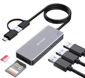 img 4 attached to 🔌 ZIYUETEK USB C Hub with 3 USB 3.0 Hub SD/Micro SD Card Reader - Compatible with 2020-2016 MacBook Pro 13/15/16, New Mac Air/iPad Pro/Surface, ChromeBook, and More - Multi-Port Type C and USB 3.0 Adapter (Gray)