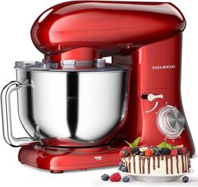 img 4 attached to 🎄 Christmas Red Stand Mixer - 7.5 QT 660 W, Tilt-Head, Stainless Steel Bowl, Whisk, Dough Hook, Beater - Perfect for Baking, Bread, Salad, Whipped Cream