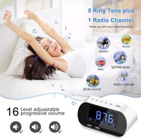 img 1 attached to ⏰ SMDEE Alarm Clock Radio - FM with Sleep Timer, Dual USB Ports, Dual Alarms & More! Perfect for Bedrooms, Kids & Heavy Sleepers - White