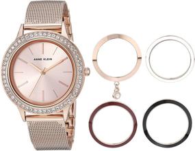 img 4 attached to ⌚ Женские часы Anne Klein с премиальным дизайном, украшенные кристаллами, с набором сменных рамок