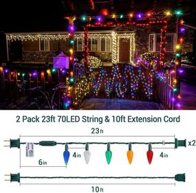 img 3 attached to 🎄 Areker 2 Pack 23ft 70 Count C6 LED Christmas Lights: Waterproof, Dimmable Multicolor, Connectable (Max 20 Sets) – Ideal for House, Window & Tree Decor