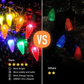 img 1 attached to 🎄 Areker 2 Pack 23ft 70 Count C6 LED Christmas Lights: Waterproof, Dimmable Multicolor, Connectable (Max 20 Sets) – Ideal for House, Window & Tree Decor