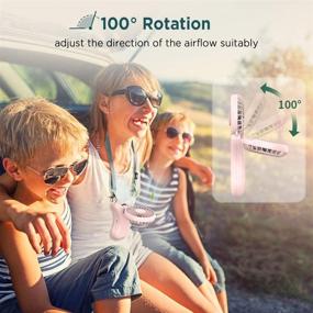img 1 attached to EasyAcc Necklace Fan, Hand Free Fan with 3350mAh Rechargeable Battery, 3 Speeds, Adjustable 100° Angle, Built-in Night Light, USB Cooling Fan for Camping, Outdoors, Travel - Pink