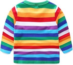 img 3 attached to 🌈 Girls' Rainbow Striped Cotton Sleeve T-Shirts - Tops, Tees & Blouses Collection
