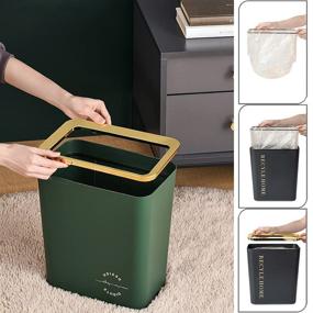 img 3 attached to 🗑️ 2.4 Gallon Rectangular Plastic Slim Trash Can: Modern Garbage Container for Bathrooms, Powder Rooms, Kitchens, Living Room, Home Offices (Dark Green)