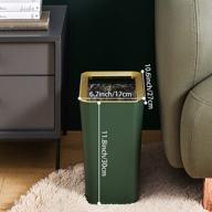 🗑️ 2.4 gallon rectangular plastic slim trash can: modern garbage container for bathrooms, powder rooms, kitchens, living room, home offices (dark green) logo