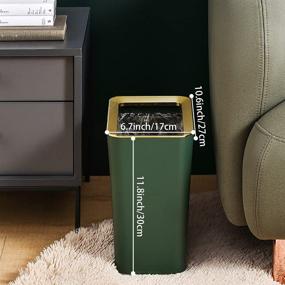 img 4 attached to 🗑️ 2.4 Gallon Rectangular Plastic Slim Trash Can: Modern Garbage Container for Bathrooms, Powder Rooms, Kitchens, Living Room, Home Offices (Dark Green)