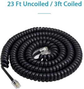 img 3 attached to 📞 2 Pack SHONCO Black Phone Cord Landline - 23 Ft Uncoiled / 3 Ft Coiled Telephone Handset Cord Line Wire Accessory