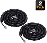 📞 2 pack shonco black phone cord landline - 23 ft uncoiled / 3 ft coiled telephone handset cord line wire accessory logo