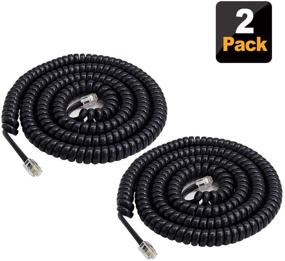 img 4 attached to 📞 2 Pack SHONCO Black Phone Cord Landline - 23 Ft Uncoiled / 3 Ft Coiled Telephone Handset Cord Line Wire Accessory