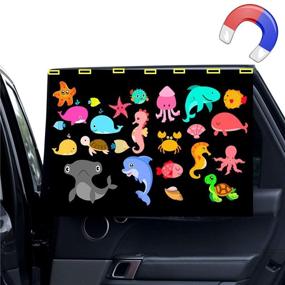 img 4 attached to Car Window Shades, Car Side Window Sunshades for Baby and Kids, Magnetic Sunshades Block Sunlight Keep Your Vehicle Cool, Fits All Cars SUV 27 x 18.8 Inch – Ocean