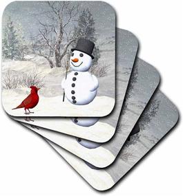 img 3 attached to 3DRose Cst_18581_2 Cardinal Snowman Coasters