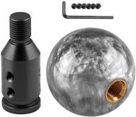 🔘 universal round ball shift knobs with adapter - non threaded manual gear shifter knob, aluminum weighted ball shifter - gray (12x1.25mm) logo