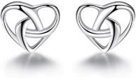 💞 hypoallergenic 925 sterling silver love knot heart mini stud earrings for women and girls - minimalist, cute cartilage tragus studs, perfect for eternity wedding, dainty jewelry gifts for xmas logo