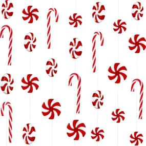 img 4 attached to 🍬 Christmas Candy Cane Swirl Garland Plastic Decoration for Xmas Party Home Decor - Red and White