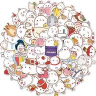 🐇 cute molang rabbit stickers: 50pcs for water bottles, laptop, hydroflasks, phone, notebook, scrapbook, bike, luggage, snowboard - lovely cartoon design logo