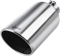 🚚 upower 4-8" mirror polished exhaust tip | 4" inlet 8" outlet diesel tailpipe | 18" long universal bolt-on with 45 degree angle cut | ideal for trucks, pickups, and cars logo