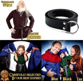 img 1 attached to Mythrojan Steel Viking Leather Belt - Men's Accessories for Belts