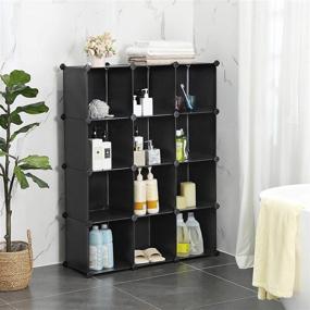 img 3 attached to SONGMICS Cube Storage Organizer Units - 12-Cube Bookshelf Closet Cabinet, DIY Modular Design, Ideal for Living Room, Closet, Includes Rubber Mallet - 36.6 x 12.2 x 48.4 Inches, Black ULPC34BK