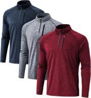 🏃 athlio 3-pack men's quick dry 1/4 zip pullover: uv sun protection for outdoor running, athletic shirt logo