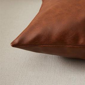 img 1 attached to 🌾 Fancy Homi Boho Thick Faux Leather Decorative Throw Pillow Covers: Modern Farmhouse Accent Cushion Cases for Living Room, Couch, Sofa, Bedroom, Car (12x20 Inch/30x50 cm, Christmas Brown)