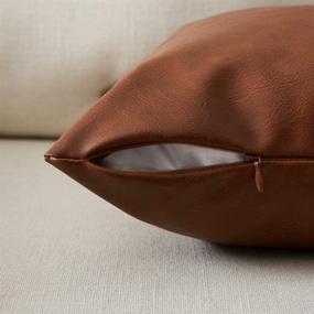 img 2 attached to 🌾 Fancy Homi Boho Thick Faux Leather Decorative Throw Pillow Covers: Modern Farmhouse Accent Cushion Cases for Living Room, Couch, Sofa, Bedroom, Car (12x20 Inch/30x50 cm, Christmas Brown)