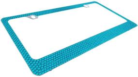 img 1 attached to 🔹 BLVD-LPF OBEY YOUR LUXURY: Spark Up Your Ride with the Popular Bling 7 Row Blue Color Crystal Metal Chrome License Plate Frame